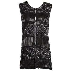 Mary McFadden Elegant Black Sequin Vest
